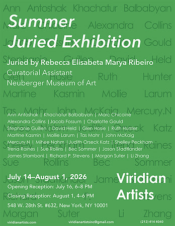 One of my collages was selected by the Viridian Artists Gallery for their Summer Juried exhibition, running from July 14 -August 1, 2026.